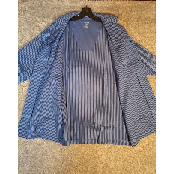 Stafford Essentials Sleepwear Mens Blue Striped Pajama Top Classic Fit Medium - Picture 3 of 9